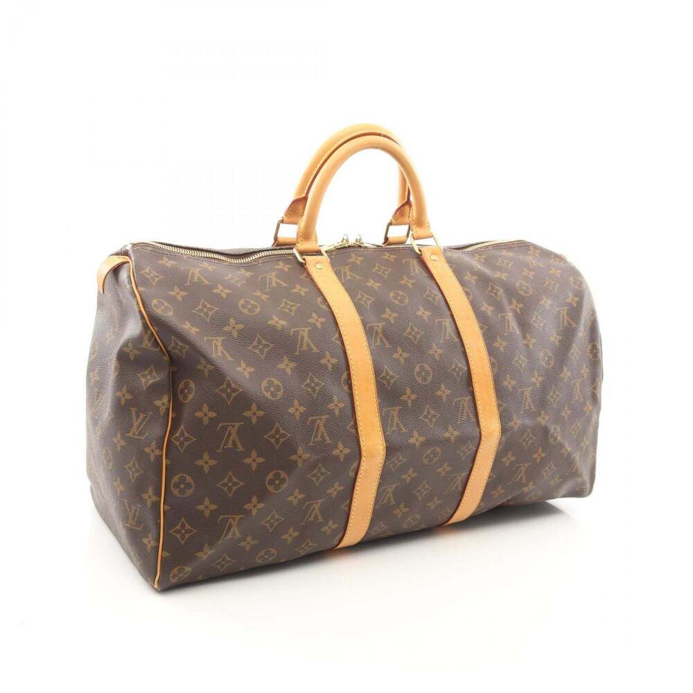 LOUIS VUITTON Brown Monogram Leather Keepall 50 Boston Bag - Picture 2 of 12